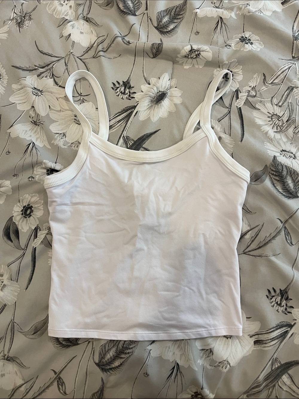 ALO Yoga White Ribbed-Trim Spaghetti Strap Camisole